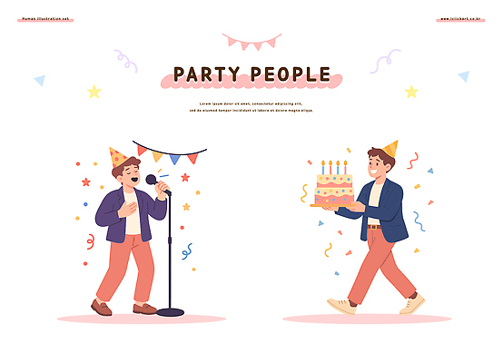 모자 기념일 음악 일러스트 노래 모션 아이디어 웃음 이벤트 여러명 성인 장식 파란색 파티 케이크 주황색 축하 생일 분위기 즐거움 국내일러스트 AI파일 잡화 감정 컬러 다수 컨셉 문화예술 디저트 표정 사람 파일형식 벡터