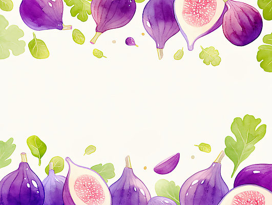 JPG 식물 디자인 예술 백그라운드 잎 과일 일러스트 자연 생명 수채화 따뜻함 신선 분위기 테두리 그림 유기농 무화과 색감 창의성 국내일러스트 AI일러스트 AI콘텐츠 웰빙 컨셉 생태계 파일형식