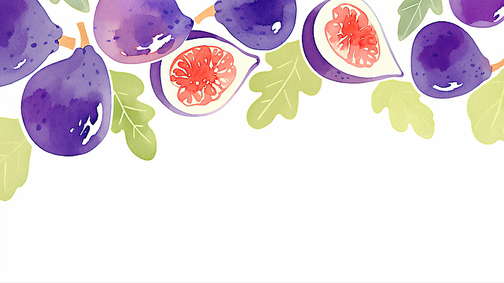 JPG 식물 디자인 예술 백그라운드 잎 과일 일러스트 자연 아침 수채화 건강 장식 보라색 신선 채식 무화과 색감 국내일러스트 AI일러스트 AI콘텐츠 주간 컬러 생태계 파일형식