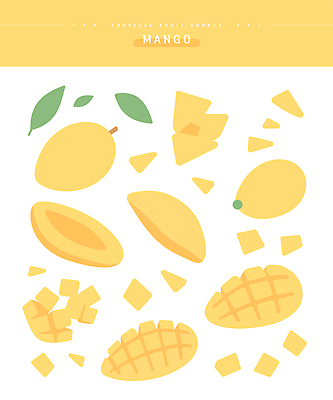 음식 조각 다이어트 과일 일러스트 재료 자연 디저트 건강 노란색 식사 신선 열대과일 레시피 망고 비타민 색감 국내일러스트 AI파일 영양군 컬러 경상북도 생태계 영양소 파일형식 벡터