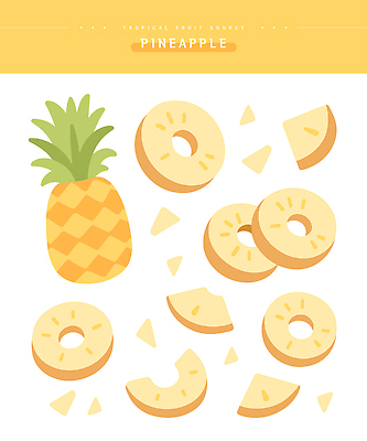 식물 디자인 음식 컬러 채소 일러스트 재료 자연 디저트 건강 요리 다양 신선 파인애플 열대과일 건강식 과일조각 국내일러스트 AI파일 조각 다수 과일 생태계 파일형식 벡터