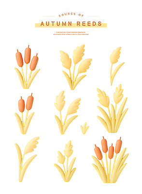 모양 PSD 식물 편집이미지 디자인 자연 생명 갈대 풍경 고요 가을 그림 부드러움 조화 뷰티풀 색감 편집3D 계절 3D 감각 생태계 파일형식
