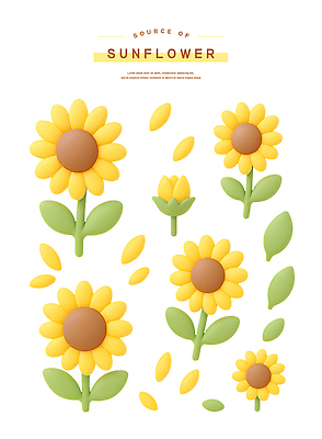 PSD 식물 편집이미지 디자인 꽃 예술 컬러 잎 자연 생명 해바라기 씨앗 그래픽 원형 편집3D 도형 3D 생태계 파일형식