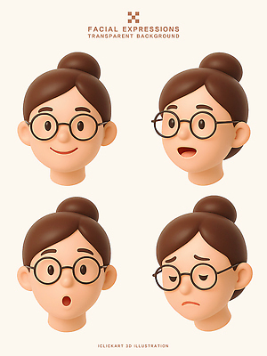 PSD 편집이미지 캐릭터 디자인 감정 얼굴 표정 3D 놀람 기쁨 슬픔 표현 편집3D 신체부위 디지털합성 파일형식