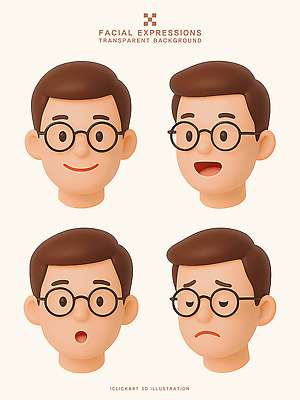 PSD 편집이미지 캐릭터 디자인 남자 감정 표정 웃음 그래픽 3D 놀람 기쁨 슬픔 창의성 편집3D 사람 디지털합성 파일형식