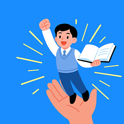 손 교육 행복 백그라운드 일러스트 성공 소년 책 파란색 학습 청춘 희망 기쁨 꿈 수능 성장 표현 자신감 목표 수험생 국내일러스트 AI파일 남자 감정 어린이 컬러 컨셉 고등학생 신체부위 시험 파일형식 벡터