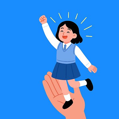 캐릭터 손 행복 어린이 상징 포즈 백그라운드 일러스트 학교 표정 웃음 소녀 유치원 기쁨 수능 포근함 순수 즐거움 수험생 긍정적 국내일러스트 AI파일 여자 교육 감정 컨셉 고등학생 사람 신체부위 시험 감각 파일형식 벡터