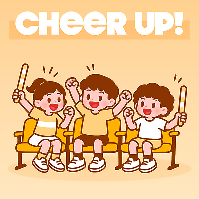 행복 감정 어린이 컬러 일러스트 응원 모션 밝음 미소 앉기 세명 축제 기쁨 에너지 즐거움 놀기 손흔들기 국내일러스트 AI파일 표정 사람 파일형식 벡터