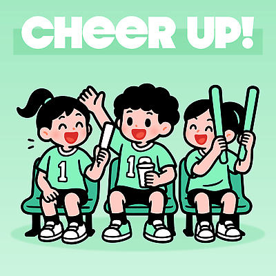 행복 어린이 스포츠 일러스트 응원 모션 협력 말하기 웃음 앉기 이벤트 경기 친구 모임 에너지 대기 즐거움 화합 단체복 국내일러스트 AI파일 옷 감정 관계 표정 사람 파일형식 벡터