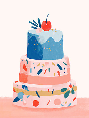 PSD 디자인 음식 분홍색 일러스트 디저트 미술 장식 파란색 케이크 축하 생일 체리 달콤 웨딩케이크 즐거움 그림 제빵 색감 스타일 국내일러스트 기념일 감정 컬러 컨셉 과일 문화예술 제과제빵 맛 파일형식