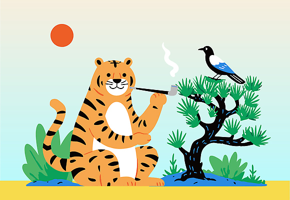 나무 동물 캐릭터 여유 일러스트 자연 조류 담배 일상 초록색 태양 평화 귀여움 호랑이 산호 숲 대나무 즐거움 교류 국내일러스트 AI파일 자연요소 식물 감정 컬러 컨셉 포유류 라이프 자포동물 생태계 파일형식 벡터