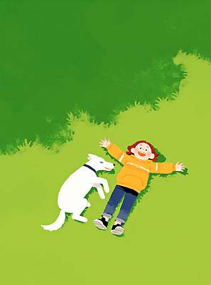 JPG 행복 반려견 어린이 신발 일러스트 장난 가족 자연 놀이 웃음 손짓 초원 여름 친구 운동복 소풍 강아지 유대감 국내일러스트 AI일러스트 AI콘텐츠 옷 계절 감정 관계 모션 표정 사람 반려동물 야외활동 개 생태계 파일형식