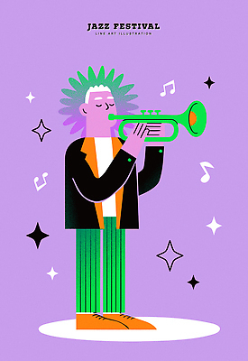 문화 예술 음악 컬러 백그라운드 연주 일러스트 그래픽 디지털 축제 공연 음악가 표현 화려 분위기 즐거움 그림 트럼펫 재즈 국내일러스트 AI파일 직업 감정 컨셉 문화예술 이벤트 금관악기 파일형식 벡터