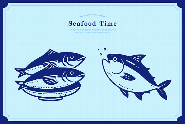 디자인 여유 예술 음식 바다 일러스트 어류 요리 해변 장식 식사 유머 해산물 즐거움 국내일러스트 AI파일 감정 수중동물 파일형식 벡터