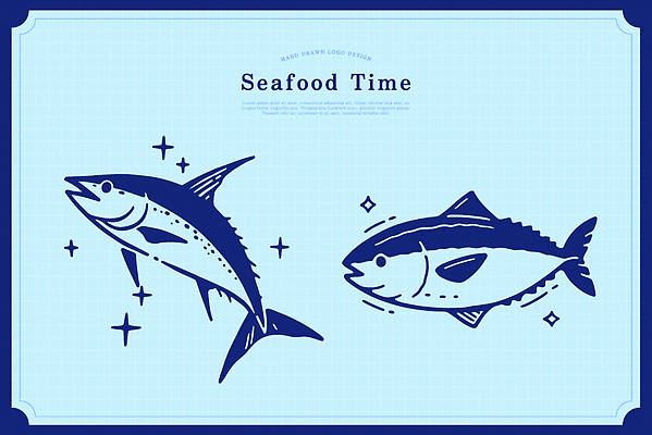 디자인 예술 바다 백그라운드 일러스트 자연 건강 어류 요리 파란색 식사 기쁨 흰색 신선 맛 해산물 작품 뷰티풀 국내일러스트 AI파일 감정 컬러 컨셉 미술 수중동물 생태계 파일형식 벡터