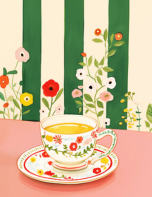 JPG 식물 디자인 여유 커피 음료 백그라운드 꽃무늬 일러스트 탁자 실내 따뜻함 분위기 차 편안함 찻잔 고객 원예 조화 색감 국내일러스트 AI일러스트 AI콘텐츠 꽃 감정 가구 컨셉 무늬 잔 취미 내부 감각 파일형식