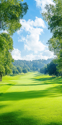 JPG 나무 구름 편집이미지 스포츠 골프 모션 자연 필드 하늘 풍경 잔디 여름 태양 즐거움 청명 푸른숲 편집실사 AI포토 AI콘텐츠 자연요소 식물 계절 감정 구기 숲 CG 생태계 파일형식