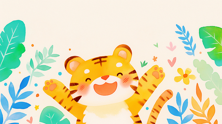 JPG 식물 동물 캐릭터 디자인 꽃 행복 일러스트 자연 털 웃음 귀여움 호랑이 즐거움 그림 그림책 색감 국내일러스트 AI일러스트 AI콘텐츠 감정 컨셉 포유류 표정 책 생태계 파일형식