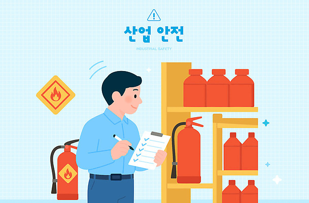 남자 일러스트 관리 경고 안전 업무 표지판 위험물 예방 손질 산업안전 소화기 점검 소방장비 체크리스트 재고 국내일러스트 AI파일 산업 알림판 사람 장비 작업 상품 안전장비 위험 소방 파일형식 벡터