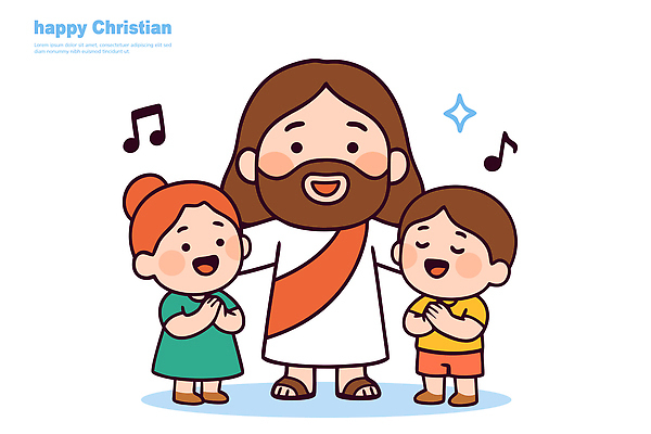 캐릭터 행복 기독교 종교 어린이 프로포즈 일러스트 노래 가족 사랑 웃음 축제 기쁨 축하 예수 신도 그림 공동체 동심 국내일러스트 AI파일 감정 음악 컨셉 관계 표정 사람 신_종교 파일형식 벡터