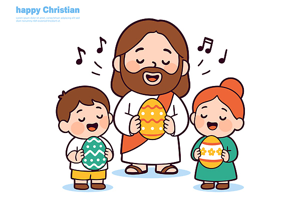 전통 기념일 행복 종교 어린이 컬러 일러스트 노래 가족 부활절 사랑 계란 축제 기쁨 보름달 축하 예수 공동체 국내일러스트 AI파일 감정 음악 컨셉 관계 사람 이벤트 알 달 신_종교 파일형식 벡터