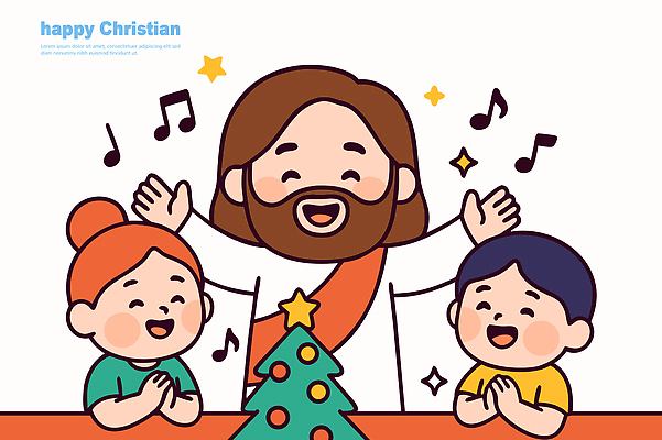 나무 전통 기념일 행복 기독교 어린이 크리스마스 일러스트 노래 가족 사랑 장식 축제 기쁨 기도 축하 예수 축복 화합 국내일러스트 AI파일 식물 감정 종교 음악 컨셉 관계 사람 이벤트 신_종교 파일형식 벡터