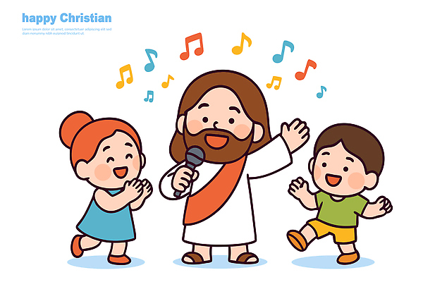 교육 행복 기독교 종교 어린이 음악 일러스트 노래 가족 놀이 사랑 친구 믿음 축제 기쁨 예수 즐거움 화합 찬양 공동체 국내일러스트 AI파일 감정 관계 문화예술 사람 신_종교 파일형식 벡터