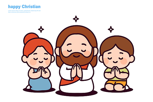 캐릭터 행복 종교 어린이 상징 일러스트 따뜻함 이야기 사랑 평화 믿음 기도 예수 신성 Christianity 동심 국내일러스트 AI파일 감정 컨셉 사람 신_종교 파일형식 벡터