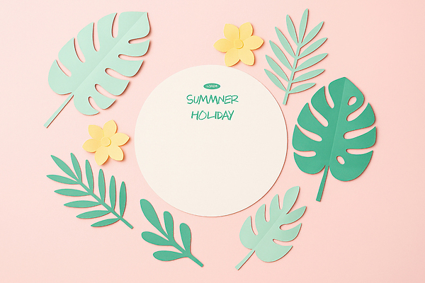 PSD 식물 편집이미지 디자인 종이 예술 분홍색 백그라운드 잎 휴가 장식 여름 꾸미기 색감 테마 아기자기 이미지편집 계절 컬러 컨셉 파일형식