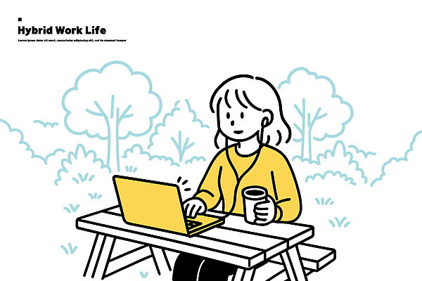 공원 여자 커피 일러스트 자연 탁자 아침 초원 노트북 작업 편안함 집중 청록색 순간 하이브리드근무 국내일러스트 AI파일 주간 공공시설 음료 컬러 가구 컨셉 비즈니스 사람 전자제품 감각 생태계 파일형식 벡터