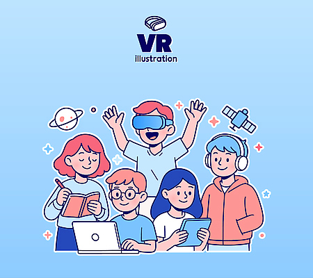 어린이 과학 일러스트 모션 기술 웃음 일상 학습 컴퓨터 태블릿 우주 디지털 탐험 게임 체험 즐거움 소통 사교 창의력 가상현실 국내일러스트 AI파일 교육 감정 컨셉 놀이 표정 사람 라이프 전자제품 스마트기기 파일형식 벡터