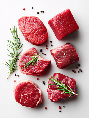 JPG 편집이미지 컬러 조각 식재료 재료 건강 육류 요리 식사 신선 맛 배열 레시피 후추 로즈메리 편집실사 AI포토 AI콘텐츠 영양군 컨셉 경상북도 허브 향신료 CG 파일형식