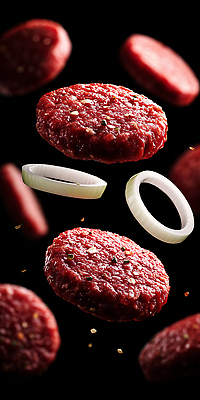 JPG 편집이미지 음식 재료 양파 육류 요리 공중 식사 신선 향신료 레시피 패티 고기요리 간편조리식품 편집실사 AI포토 AI콘텐츠 채소 식재료 CG 향미료 파일형식