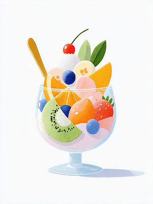 JPG 감정 컬러 과일 일러스트 아이스크림 디저트 컵 여름 신선 달콤 소비 시원함 프레젠테이션 즐거움 부드러움 조화 과일샐러드 홈메이드 국내일러스트 AI일러스트 AI콘텐츠 식기 계절 음식 샐러드 감각 맛 만들기 파일형식