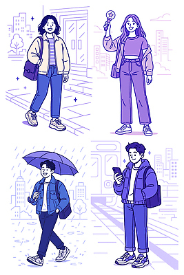 패션 행복 일러스트 우산 촛불 노래 모션 날씨 거리 아웃도어 일상 친구 걷기 카페 도시 시간 기온 혼자 스타일 국내일러스트 AI파일 감정 음악 초 관계 라이프 상점 파일형식 벡터