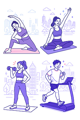라이프스타일 여자 남자 러닝셔츠 다이어트 일러스트 요가 모션 건강 운동복 운동 운동기구 헬스 스트레칭 에너지 도시 스트레스해소 트레드밀 국내일러스트 AI파일 웰빙 옷 셔츠 사람 생활 런닝머신 파일형식 벡터