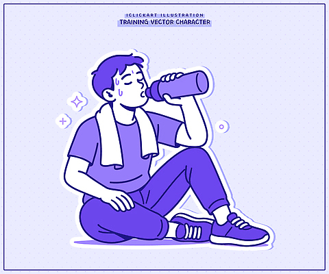 남자 스포츠 일러스트 휴식 거리 건강 앉기 물 여름 운동복 수건 운동 활발 에너지 물병 연습 땀 노력 국내일러스트 AI파일 자연요소 옷 계절 컨셉 모션 사람 위생용품 물통 파일형식 벡터