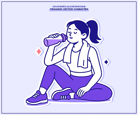 캐릭터 여자 일러스트 모션 건강 운동복 운동 헬스 스트레칭 에너지 편안함 물병 연습 체육관 국내일러스트 AI파일 옷 사람 감각 물통 파일형식 벡터