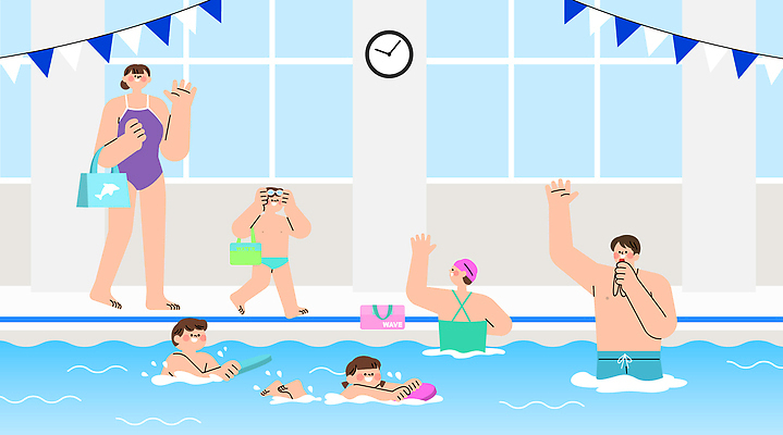 수영복 일러스트 가족 모션 물놀이 휴식 수영장 여러명 성인 물 여름 친구 운동 수영 인사 시간 즐거움 수영모 놀기 국내일러스트 AI파일 자연요소 옷 계절 감정 다수 컨셉 관계 놀이 건강 사람 수상스포츠 예절 수영용품 파일형식 벡터