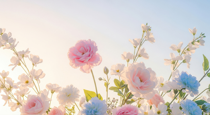 JPG 식물 편집이미지 꽃 분홍색 꽃다발 자연 연꽃 풍경 햇빛 봄 흰색 화사함 조화 만개 뷰티풀 편집실사 AI포토 AI콘텐츠 계절 컬러 컨셉 태양 CG 생태계 파일형식