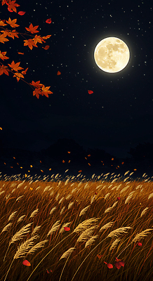 JPG 감정 별 단풍 일러스트 자연 하늘 바람 조명 풍경 잔디 농장 환경 고요 보름달 가을 시골 야간 억새 뷰티풀 색감 국내일러스트 AI일러스트 AI콘텐츠 자연요소 식물 계절 잎 농업 날씨 달 생태계 파일형식