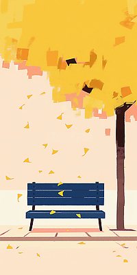 JPG 나무 계절 공원 여유 컬러 잎 벤치 일러스트 자연 바람 풍경 고요 가을 떨어짐 뷰티풀 상상력 오후 국내일러스트 AI일러스트 AI콘텐츠 자연요소 식물 공공시설 감정 컨셉 의자 날씨 생태계 파일형식