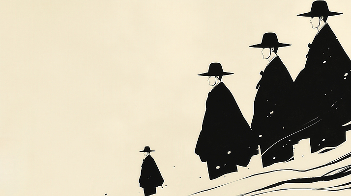 JPG 전통 옷 남자 문화 여유 모래 백그라운드 일러스트 자연 바람 한국 걷기 고요 분위기 추억 한복 신비 조용 저승사자 국내일러스트 AI일러스트 AI콘텐츠 자연요소 한국전통 감정 아시아 컨셉 모션 날씨 사람 전통의상 생태계 파일형식