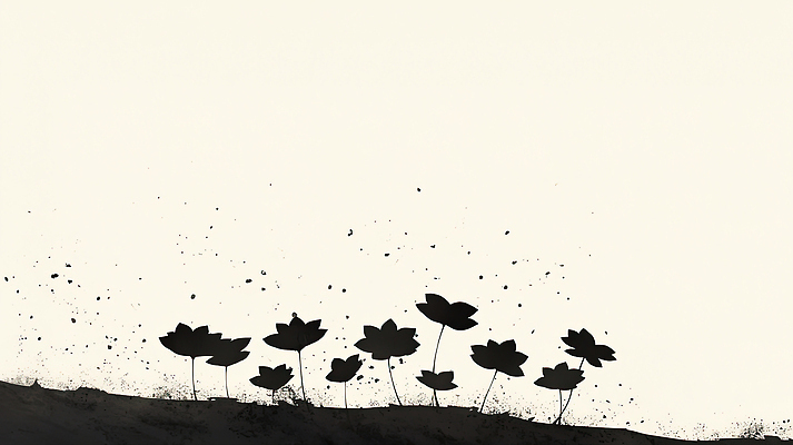 JPG 식물 디자인 여유 물결 예술 백그라운드 일러스트 자연 생명 연꽃 미소 풍경 평화 검은색 감상 표현 뿌리 뷰티풀 국내일러스트 AI일러스트 AI콘텐츠 꽃 감정 컬러 컨셉 표정 생태계 파일형식