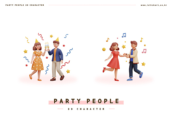 PSD 편집이미지 캐릭터 디자인 행복 3D캐릭터 여러명 친구 파티 3D 축제 기쁨 모임 축하 춤 즐거움 화합 편집3D 감정 다수 컨셉 관계 문화예술 사람 이벤트 디지털합성 파일형식