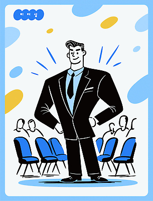 디자인 남자 일러스트 회사 비즈니스 회의 직장 정장 여러명 자신감 발표 분위기 군중 이미지 소통 발표회 의사소통 국내일러스트 AI파일 옷 감정 다수 컨셉 사람 파일형식 벡터