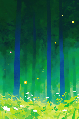 JPG 나무 식물 꽃 컬러 일러스트 자연 생명 생물 풍경 초록색 여름 빛 평화 고요 분위기 숲 신비 생태계 장면 뷰티풀 청명 국내일러스트 AI일러스트 AI콘텐츠 계절 컨셉 파일형식