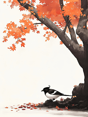 JPG 나무 동물 계절 예술 컬러 단풍 일러스트 자연 조류 생명 앉기 풍경 갈색 고요 가을 숲 균형 조용 뷰티풀 국내일러스트 AI일러스트 AI콘텐츠 식물 잎 모션 생태계 파일형식