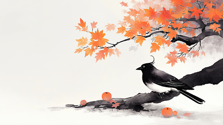 JPG 나무 계절 야생동물 컬러 일러스트 자연 조류 가지 감 풍경 검은색 주황색 고요 가을 감나무 조화 뷰티풀 색채 수목 순간 Leaf 국내일러스트 AI일러스트 AI콘텐츠 식물 동물 채소 과일 생태계 파일형식