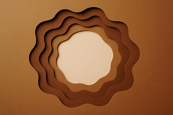 JPG 편집이미지 디자인 종이 예술 컬러 곡선 실내 갈색 원형 모던 층 조화 디테일 편집실사 AI포토 AI콘텐츠 도형 선 내부 CG 파일형식